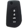 2Pcs WERFDSR Sillicone key fob Skin key Cover Keyless Entry Remote Case Protector Shell for Toyota Camry 4-Runner RAV4 Highlander Corolla Yaris 4 button smart remote black blue