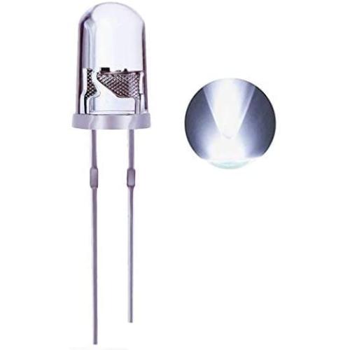 Waycreat 100PCS 5mm White LED Diode Lights Clear Emitting LEDs for High Intensity Super Bright Lighting Bulb Lamps Electronics Components Lamp Diodes (White, 100-Pack)