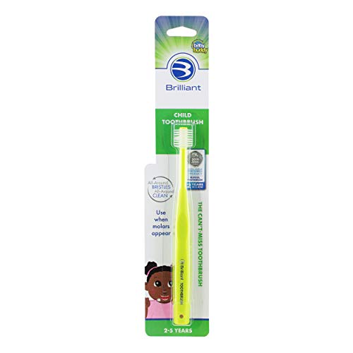 Brilliant Child Toothbrush by Baby Buddy - Ages 2-5 Years, When Molars Appear, BPA Free Super-Fine Micro Bristles Clean All-Around Mouth, Kids Love Them, 1 Count, Lime