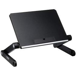 Uncaged Ergonomics WorkEZ LIGHT Ergonomic Portable Lightweight Folding Aluminum Laptop Cooling Stand & Lap Desk Tray for Bed Couch. Adjustable height angle tilt notebook computer macbook desktop riser table-top holder, black (WELb)