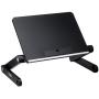 Uncaged Ergonomics WorkEZ LIGHT Ergonomic Portable Lightweight Folding Aluminum Laptop Cooling Stand & Lap Desk Tray for Bed Couch. Adjustable height angle tilt notebook computer macbook desktop riser table-top holder, black (WELb)