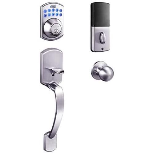 Keypad Deadbolt, Tacklife Electronic Keypad Lock Single Cylinder Front Door Handleset with Polo Knob Featuring 1-Touch Motorized Locking, Auto Locking and Easy to Install, Satin Nickel- EKPH1A