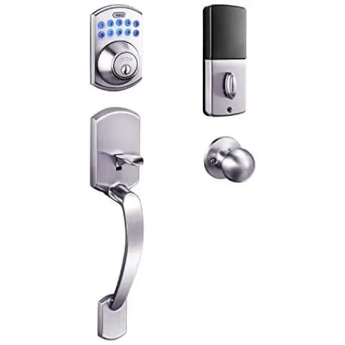 Keypad Deadbolt, Tacklife Electronic Keypad Lock Single Cylinder Front Door Handleset with Polo Knob Featuring 1-Touch Motorized Locking, Auto Locking and Easy to Install, Satin Nickel- EKPH1A