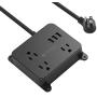Power Strip with USB, TROND Wall Mountable Outlet Extender with 3 Widely Spaced Outlets and 3 USB Ports, Flat Plug, 4.5ft Extension Cord, for Home Office Nightstand, Black