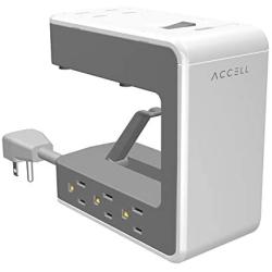 Accell Power U - Clamping Surge Protector with 6 AC outlets and 4 USB-A Charging Ports, UL Certified, White