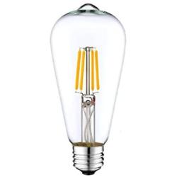 DC 12 Volt Cool White 6000k 6 Watt LED Filament ST64 Light Bulb E26 E27 Medium Base Lamp Low Voltage Marine Boat Solar Theatrical Production Stage Prop Retro Edison 12V Battery Lighting