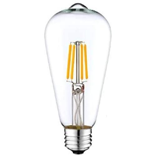 DC 12 Volt Cool White 6000k 6 Watt LED Filament ST64 Light Bulb E26 E27 Medium Base Lamp Low Voltage Marine Boat Solar Theatrical Production Stage Prop Retro Edison 12V Battery Lighting