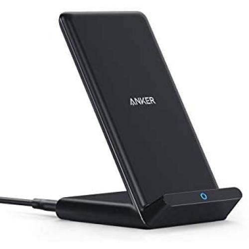 Anker Wireless Charger, PowerWave Stand, Qi-Certified for iPhone SE, 11, 11 Pro, 11 Pro Max, XR, Xs Max, XS, X, 8, 8 Plus, 10W Fast-Charging Galaxy S20 S10 S9 S8, Note 10 Note 9 (No AC Adapter)