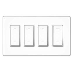 MOES WiFi Smart Light Switch,4 Gang No Screw Panel Smartlife/Tuya App Wireless Remote Control in-Wall Switch Timer for Lights,Compatible with Alexa,Google Home,No Hub Required
