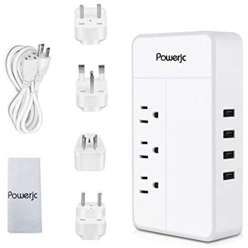 Travel Adapter Power Voltage Converter Step Down 220V to 110V 1875W with 4 Smart USB Charging for Hairdryer ETL Powerjc