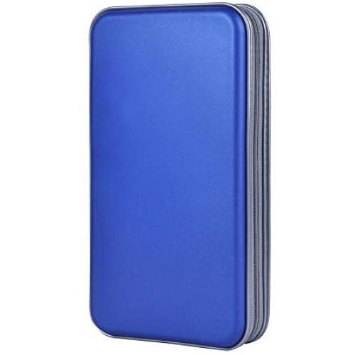 alavisxf xx CD Holder, 72 Capacity CD/DVD Case Holder Portable Wallet Storage Organizer Hard Plastic Protective Storage Holder for Car Travel(72 Capacity, Blue 72)