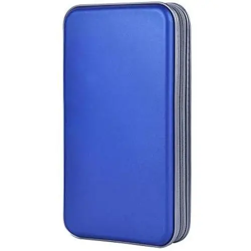 alavisxf xx CD Holder, 72 Capacity CD/DVD Case Holder Portable Wallet Storage Organizer Hard Plastic Protective Storage Holder for Car Travel(72 Capacity, Blue 72)