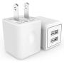 Wall Charger, 2.1A 12W Dual Port Portable Universal USB Wall Charger for Apple iPhone,iPad, Samsung Galaxy, HTC Nexus Moto BlackBerry, Bluetooth Speaker Headset & Power Bank, White (2-Pack)