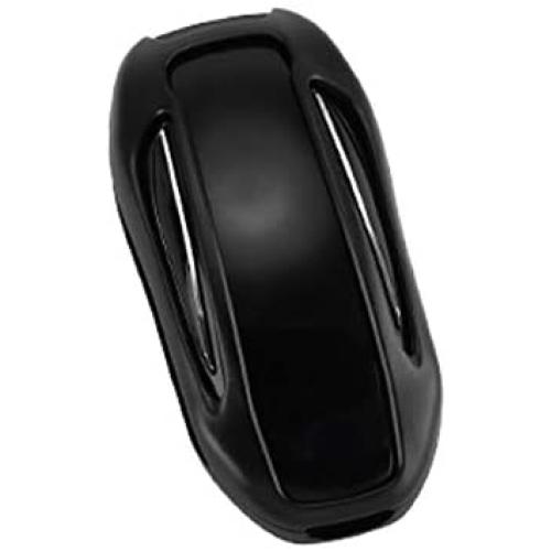 Royalfox(TM) Luxury Aluminum 3 Buttons Smart Remote Key Case Fob Cover for Tesla Model X,with Leather Key Strap (Black)