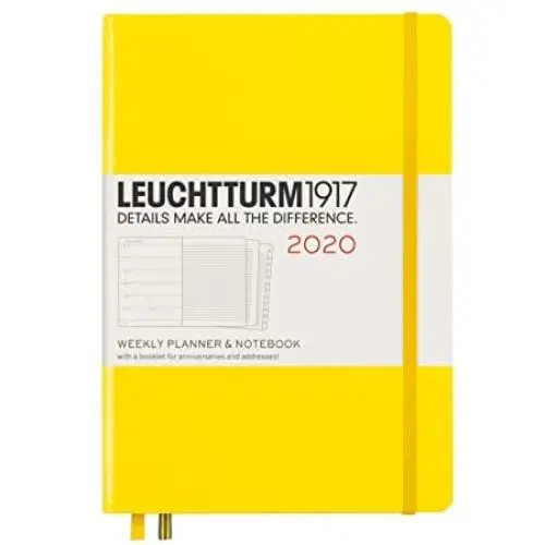 Weekly Planner & Notebook 2020 Hardcover Medium (A5) 12 Months Lemon English