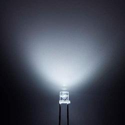 Chanzon 100 pcs 3mm White LED Diode Lights (Clear Flat Transparent DC 3V 20mA) Bright Lighting Bulb Lamps Electronics Components Indicator Light Emitting Diodes