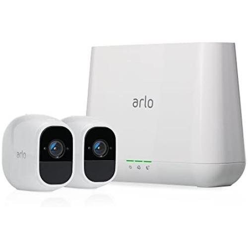 Arlo Pro 2 Home Security Camera System (2 pack) with Siren, Wireless, Rechargeable, 1080p HD, Audio, Indoor or Outdoor, Night Vision, Compatible with Alexa (VMS4230P) (Renewed)