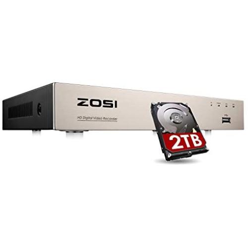 ZOSI H.265+ 8CH 5MP Lite 4-in-1 Surveillance DVR Recorders with Hard Drive 2TB for HD-TVI, CVI, CVBS, AHD 960H/720P/1080P/5MP CCTV Security Cameras System, Motion Detection, Remote Viewing,Alert Push