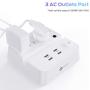 Power Strip with USB, iClever USB Charging Station with 3 Outlet 4 USB Ports, 10A 5ft Extension Cord, Dual Switch Control, Overload Protection, Phone Tablet Stand for Home, Office and Hotel - White