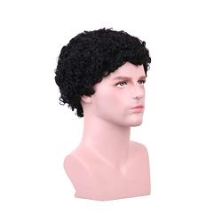 SinRany Short Black Curly Wig Halloween Movie Cosplay Hair