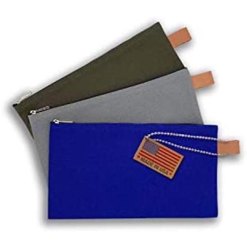 Canvas Products Group - Made in The USA – Tool Pouch Zipper Bag - Utility Multipurpose Organizer Bag, Small Tool Storage, Leather Tab for Clip On 12.25” x 7” CPG