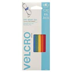 VELCRO Brand ONE-WRAP Ties | Cable Management, Wires & Cords | Self Gripping Cable Ties, Reusable | 5 Ct - 8'' x 1/2'' | Multi-color