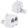 Uvital RJ11 Duplex Wall Jack Adapter Dual Phone Line Splitter Wall Jack Plug 1 to 2 Modular Converter Adapter for Office Home ADSL DSL Fax Model Cordless Phone System, White(2 Packs)