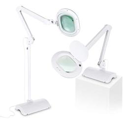 Brightech LightView Pro 2 in 1 XL Magnifying Floor Lamp - Very Bright LED Light with Full Page Magnifier Glass for Pro Tasks, Reading, Crafts & Hobbies - Converts from Standing to Table Lamp