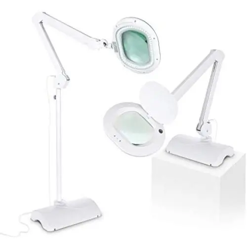 Brightech LightView Pro 2 in 1 XL Magnifying Floor Lamp - Very Bright LED Light with Full Page Magnifier Glass for Pro Tasks, Reading, Crafts & Hobbies - Converts from Standing to Table Lamp