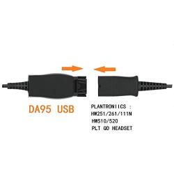 Call Center Headset Office Telephone Quick Disconnect Cord to USB Adapter Compatible with PLT QD HW251/261/510/520 to Any Laptop Computer