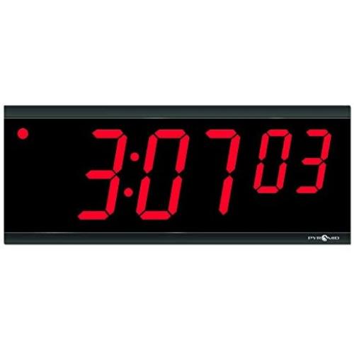Pyramid Time Systems Extra Large Stand Alone Digital Clock, 4'' Numeral Red LED Display, 6 Digit (Hour, Minutes, Seconds), 110V, 6 cord, Stand-Alone, Made in USA (DIG-6B)