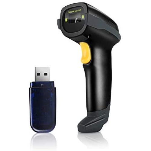 Eyoyo 1D Bluetooth Barcode Scanner Wireless,USB Wired/Bluetooth/ 2.4G Wireless Connection Hand Scanners with Time & Date Prefix Suffix USB Bar Code Reader for Inventory Management