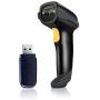 Eyoyo 1D Bluetooth Barcode Scanner Wireless,USB Wired/Bluetooth/ 2.4G Wireless Connection Hand Scanners with Time & Date Prefix Suffix USB Bar Code Reader for Inventory Management