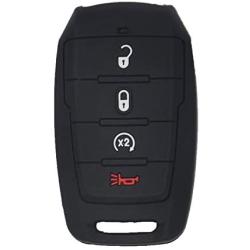 WEIBISS 2 Pack 4 Buttons Soft Silicone Rubber Remote Smart Key Fob Cover Case Protector Holder Jacket Compatible with Dodge Ram 1500 2019 2020, Black