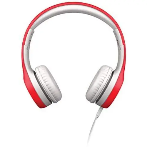 LilGadgets Connect+ Kids Premium Volume Limited Wired Headphones with SharePort and Inline Microphone (Children, Toddlers) - Red