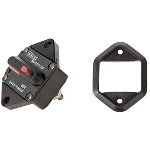 GLOSO E96 Panel Mount Waterproof IP67 Marine Auto Truck Hi-Amp with Gasket Circuit Breaker (80A)