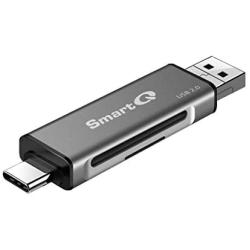 SmartQ C256 Micro SD Card Reader to USB Adapter USB-C and USB A USB Memory Card Reader USB 2.0 Super Speed for MicroSDXC, MicroSDHC, SD, SDXC, SDHC, SD Cards, Works for Windows, Mac OS X, Android