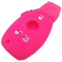 Ezzy Auto Black and Rose Silicone Rubber Key Fob Case Key Covers Key Jacket Skin Protectors fit for Mercedes Benz A B C E G R S Class