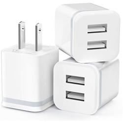 USB Wall Charger, LUOATIP 3-Pack 2.1A/5V Dual Port USB Cube Power Adapter Charger Plug Charging Block Replacement for Phone Xs/XR/X, 8/7/6 Plus, Samsung, LG, HTC, Moto, Android Phones