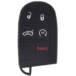LemSa 2Pcs Keyless Entry Remote Car Smart Key Fob Outer Shell Cover Soft Rubber Protective Case for Jeep Grand Cherokee Dodge Challenger Charger Dart Durango Journey Chrysler 300, Black Pink