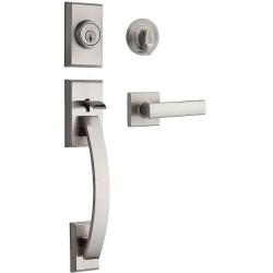 Kwikset Tavaris Single Cylinder Handleset w/Vedani Lever featuring SmartKey in Satin Nickel
