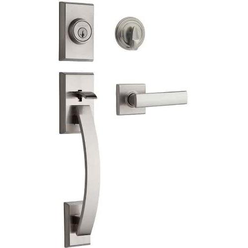 Kwikset Tavaris Single Cylinder Handleset w/Vedani Lever featuring SmartKey in Satin Nickel