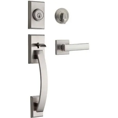 Kwikset Tavaris Single Cylinder Handleset w/Vedani Lever featuring SmartKey in Satin Nickel