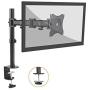 Rocelco Premium Desk Computer Monitor Mount - VESA Pattern Fits 13'' - 32'' LED LCD Single Flat Screen - Double Articulated Full Motion Adjustable Arm - Grommet and C Clamp - Black (R DM1)