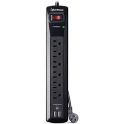 CyberPower CSP604UMP6 Professional Surge Protector, 1200J/125V, 6 Outlets, 2 USB Charge Ports, 4ft Power Cord, 6 Pack