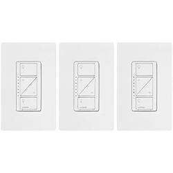 Lutron Caseta Smart Home Dimmer Switch (3 Count), Compatible with Alexa, Apple HomeKit, and the Google Assistant | for LED Light Bulbs, Incandescent Bulbs and Halogen Bulbs | PD-6WCL-WH-3-A | White