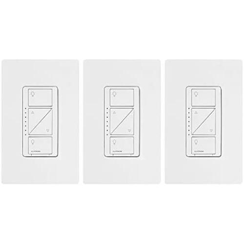 Lutron Caseta Smart Home Dimmer Switch (3 Count), Compatible with Alexa, Apple HomeKit, and the Google Assistant | for LED Light Bulbs, Incandescent Bulbs and Halogen Bulbs | PD-6WCL-WH-3-A | White