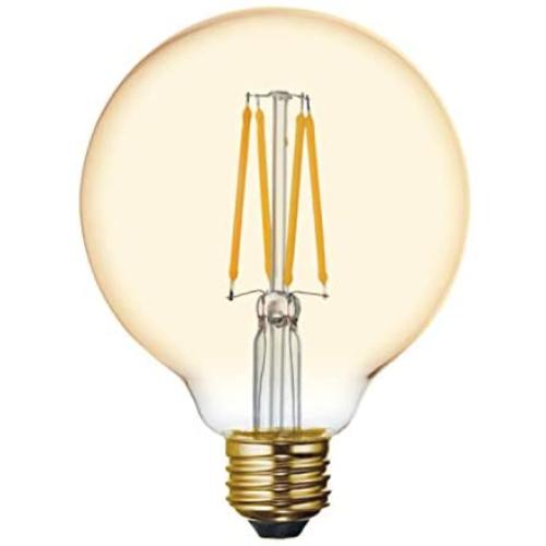 GE Globe LED Vintage Light Bulb, G30 Amber Glass LED Edison Bulb (60 Watt Replacement Dimmable LED Light Bulbs), 400 Lumen, Medium Base Light Bulbs, 1-Pack E26 Edison Bulb
