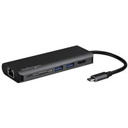 StarTech.com USB C Multiport Adapter - Portable USB-C Dock to 4K HDMI, 2-pt USB 3.0 Hub, SD/SDHC, GbE, 60W PD Pass-Through - USB-C Travel Mini Docking Station - USB Type-C/Thunderbolt 3 (DKT30CSDHPD)