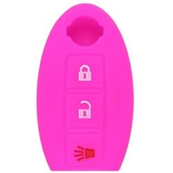 SEGADEN Silicone Cover Protector Case Skin Jacket Compatible with NISSAN 3 Button Smart Remote Key Fob CV9501 Rose